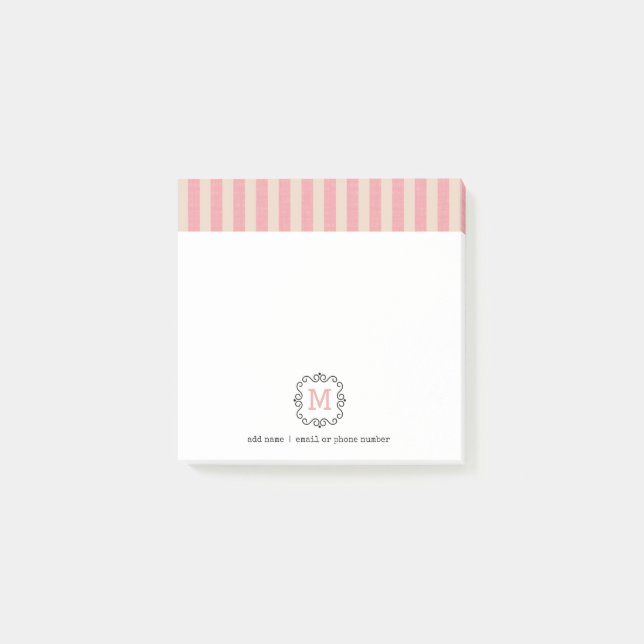 Anpassade Post-it®-lappar med monogram i retrostil Post-it Block (Framsida)