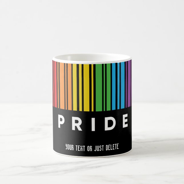 Anpassade Pride Regnbåge Barcode LGBTQIA+ Kaffemugg (Center)