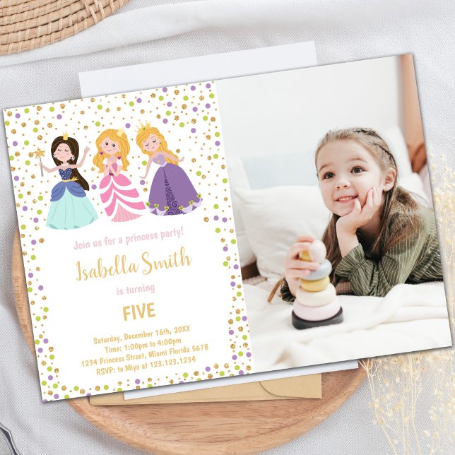 Anpassade Princess Party-för barn Inbjudningar (Magical Princess Birthday Invitations with photo)