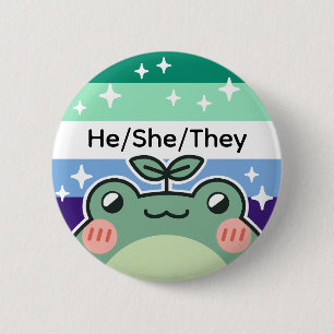Anpassade Pronoun Gay MLM Pride Flagga Frog Knapp