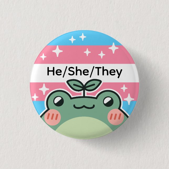 Anpassade Pronoun Transgender Flagga Frog Knapp (Framsida)