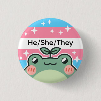 Anpassade Pronoun Transgender Flagga Frog Knapp