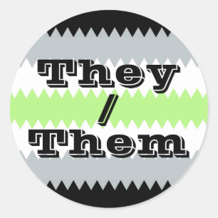Anpassade Pronoun ZigZag Agender Pride Flagga Runt Klistermärke