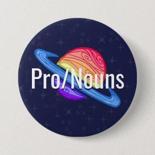 Anpassade Pronouns LGBT Xenogender Flagga Planet Knapp