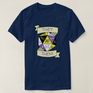 Anpassade Pronouns Nonbinary D20 TTRPG Dice T Shirt