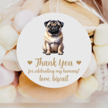 Anpassade Pug-bröllopspresentsticker