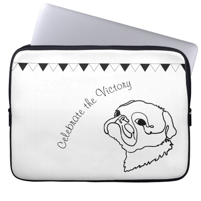 Anpassade Pug Line Art Doodle Laptop Fodral (Framsidan)