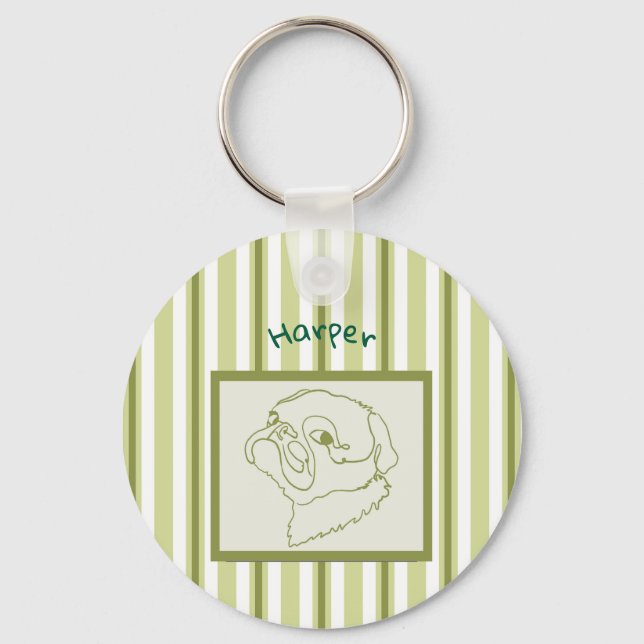 Anpassade Pug Line Art Nyckelring (Framsida)