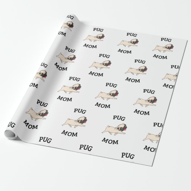 Anpassade Pug Mamma Presentpapper (Utrullad)