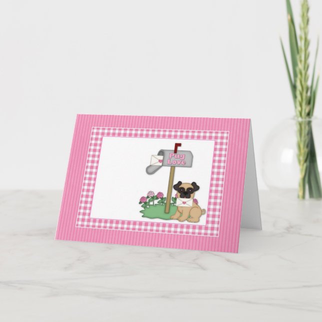 Anpassade Pug Valentine-kort, fotokort Helgkort (Framsida)
