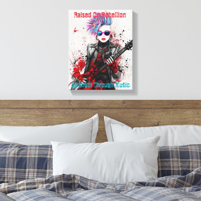 Anpassade Punk Girl Guitarist Art Inspirational Canvastryck (Insitu (sovrum))