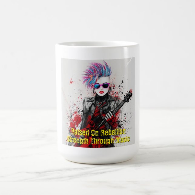 Anpassade Punk Girl Guitarist Art Inspirational Kaffemugg (Center)