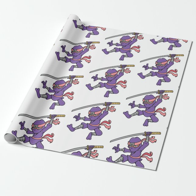 Anpassade purpurfärgade hoppa Ninja Presentpapper (Utrullad)