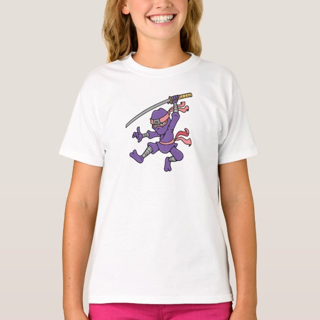 Anpassade purpurfärgade hoppa Ninja Tee Shirt (Framsida)