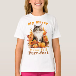 Anpassade Purr-fect Autumn Cat Missy T Shirt