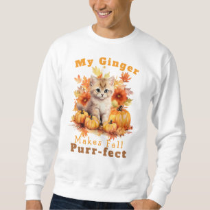 Anpassade PurrFect Autumn Cat Ginger Lång Ärmad Tröja