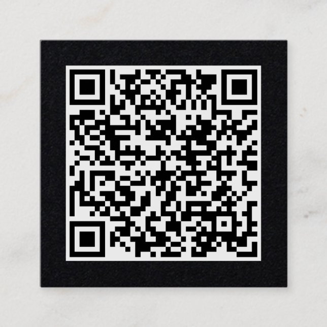 Anpassade QR-kod, minimalt svart Fyrkantigt Visitkort (Framsida)