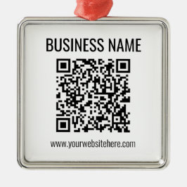 Anpassade QR-kod och Business Namn Julgransprydnad Metall
