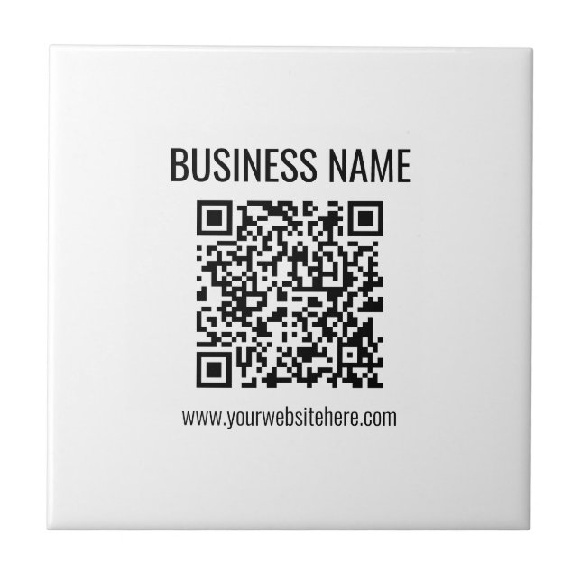 Anpassade QR-kod och Business Namn Kakelplatta (Framsidan)