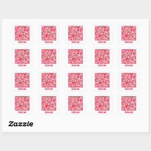 Anpassade QR-kod SCAN ME red Square-etikett Fyrkantigt Klistermärke
