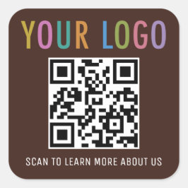 Anpassade QR-koddekaler med logotyp Chokladbrun Fyrkantigt Klistermärke