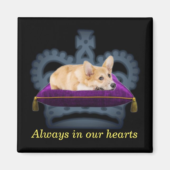 Anpassade Queen corgi cushion krona Magnet (Framsidan)