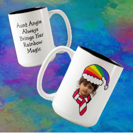 Anpassade Rainbow Santa Photo Mugg