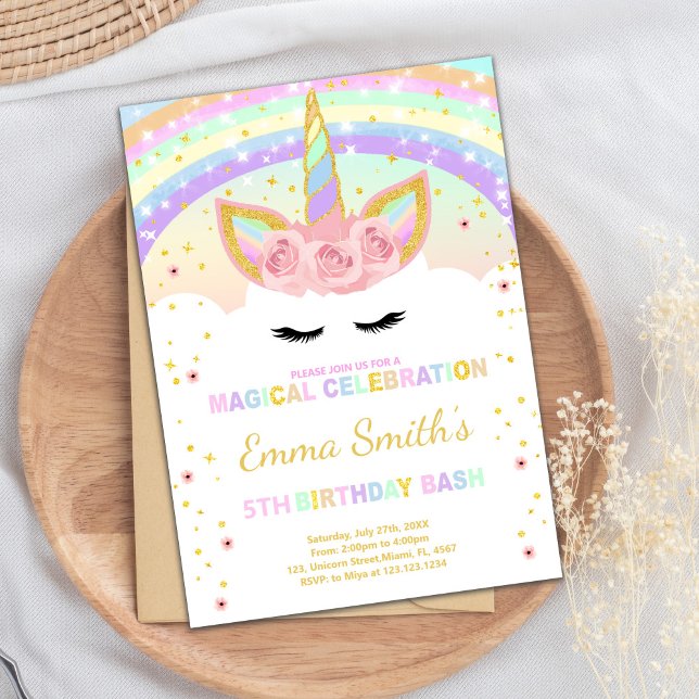 Anpassade Rainbow Unicorn-vykort Inbjudningar (Rainbow Unicorn post Cards)