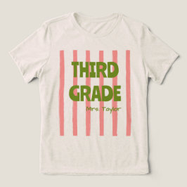 Anpassade randiga 3:e klass-lärare Namn Rosa T Shirt