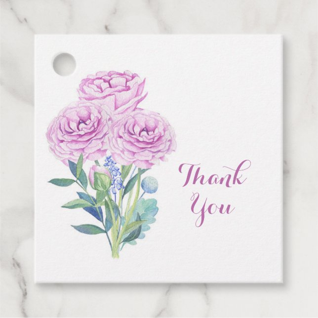 Anpassade Ranunculus & Anemoner Bröllop Tack Gåvor Etiketter (Framsida)