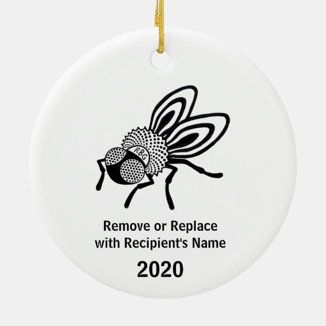 Anpassade RBG Fly med Collar Ornament on Black (Baksidan)