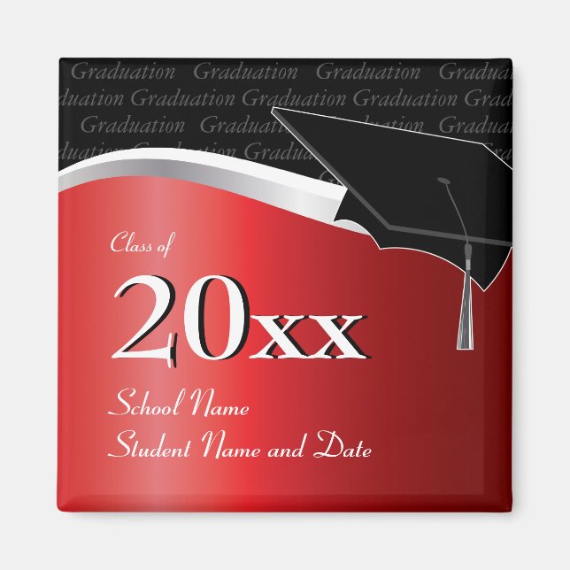 Anpassade Red and Black Studenten Magnet (Framsidan)