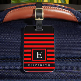 Anpassade Red and Black Vågrät Linjer Bagagebricka