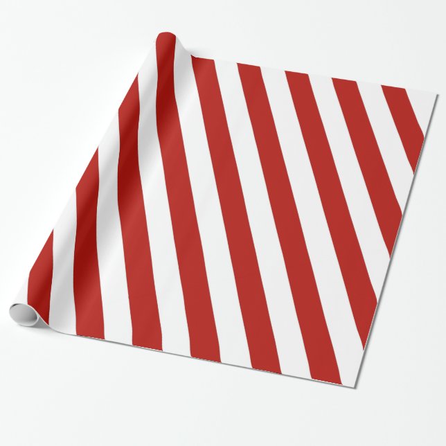 Anpassade Red and White Diagonal Rand Presentpapper (Utrullad)