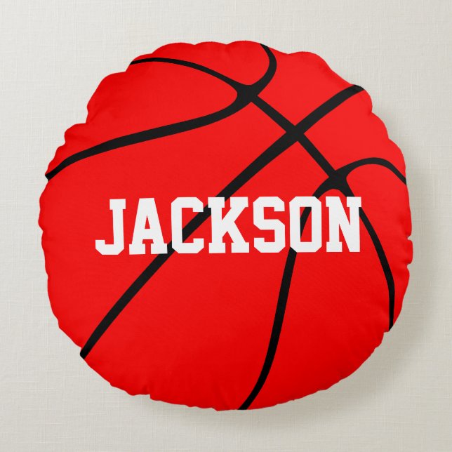 Anpassade Red Basketball Round Dekorativ kudde (Framsidan)