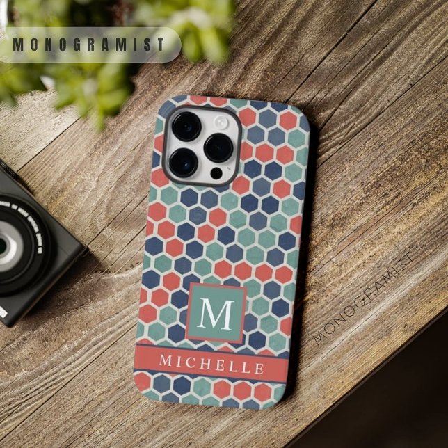 Anpassade Red Blue Grönt Hexagon Geometric (Customizable Red Blue Green Hexagon Geometric Case-Mate iPhone Case)