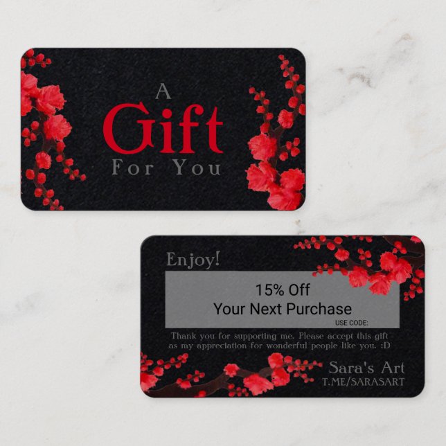 Anpassade Red Cherry Blommar Gift Card Visitkort (Fram/baksida)