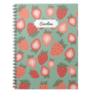 Anpassade Red Strawberry Seamless Mönster Anteckningsbok