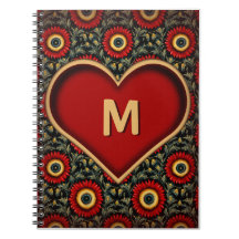 Anpassade Red Vintage Heart Monogram bärbar dator