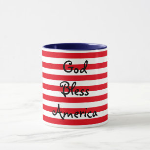 Anpassade Red, White and Blue Välsigna dig America Mugg