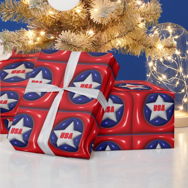 Anpassade Red White och Blue Star USA Presentpapper (Helgdagar)