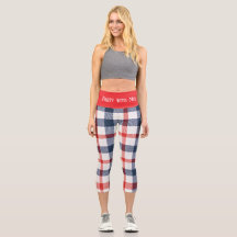 ANPASSADE RED WHTE och BLUE High Waisted Capris