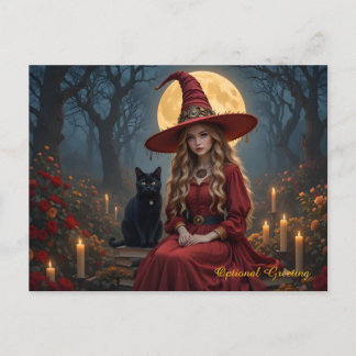 Anpassade Red Witch och Familiar Post Card Vykort