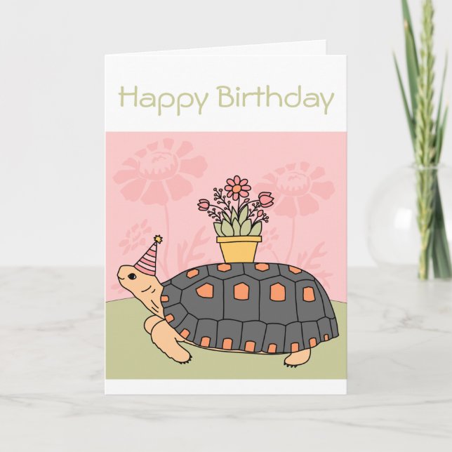 Anpassade Redfoot Tortoise Birthday Card 1 Kort (Framsida)