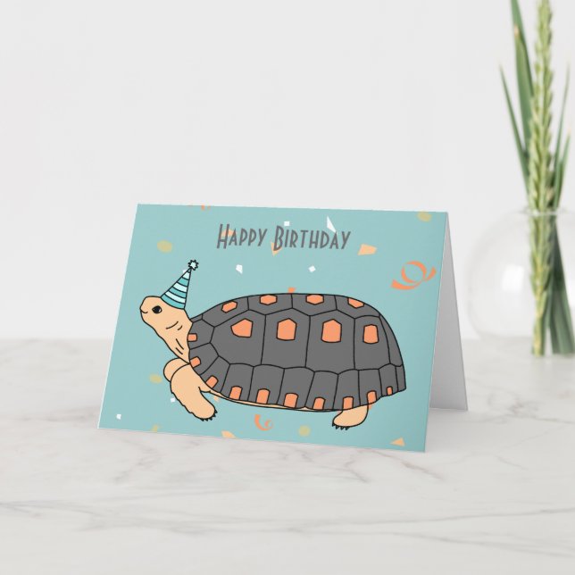 Anpassade Redfoot Tortoise Birthday Card 4 Kort (Framsida)