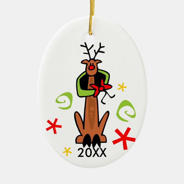 Anpassade Reindeer Helgdag Ornament (Framsidan)