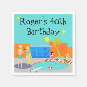 Anpassade Retro Bassäng Party engångservetter Pappersservett