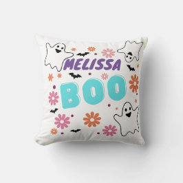 Anpassade Retro Boo Halloween Blommigt Design Kudde