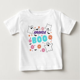 Anpassade Retro Boo Halloween Blommigt Design T Shirt