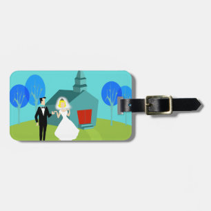 Anpassade Retro Bröllop parple Luggage Tag Bagagebricka